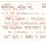 My ticket from the 8-4-01 show