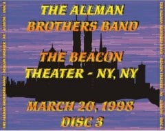 ABB - 3/20/98 - Beacon Theater - NY, NY - Back Tray Insert - 3 of 3