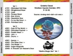 Back cover Dead 9/18/90