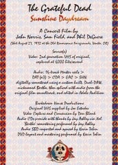 Sunshine Daydream DVD Insert