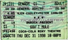 Gov't Mule New Years '98 ticket