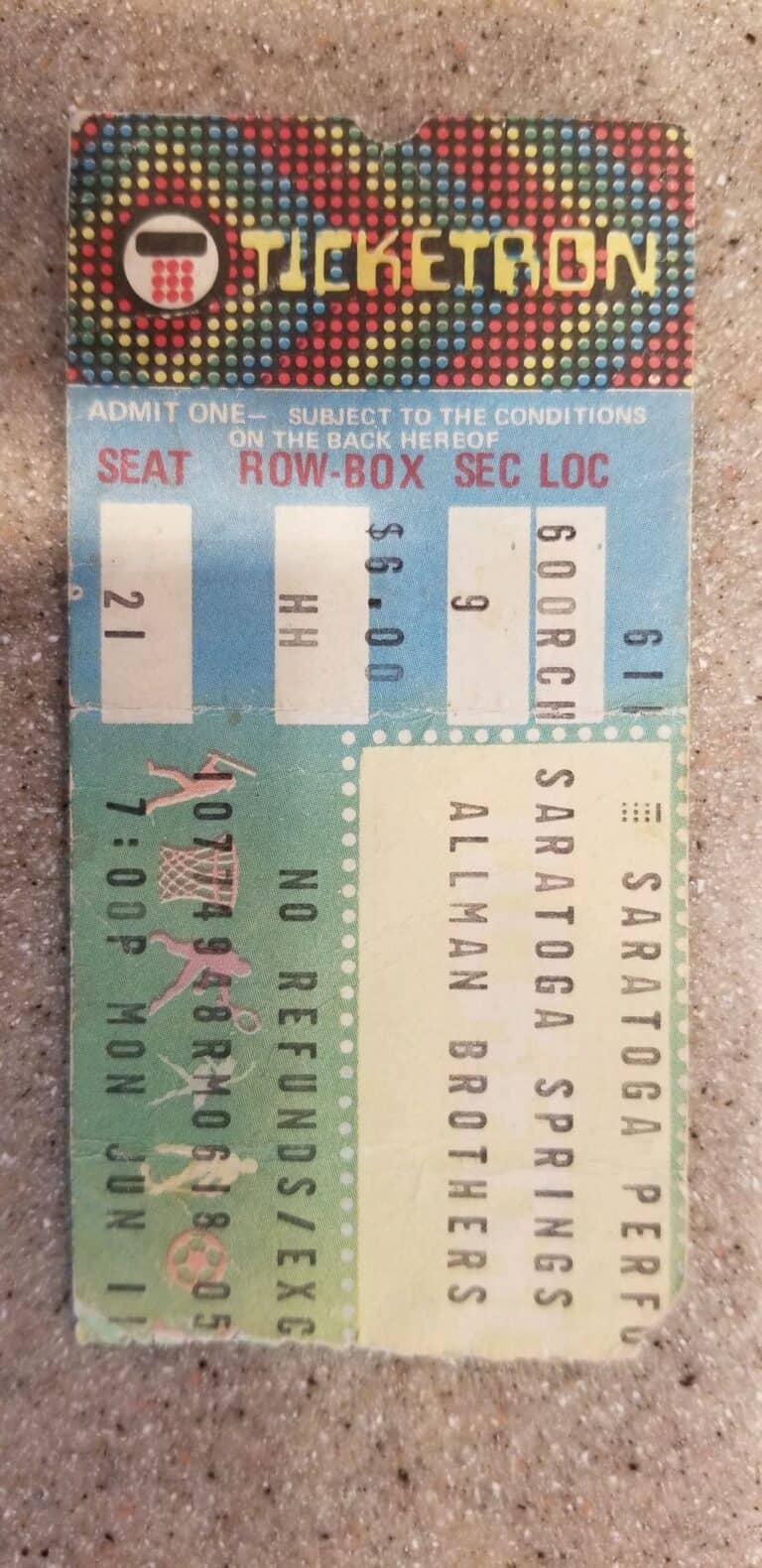 Ticket, June 11, 1979, Saratoga Perf Arts Center