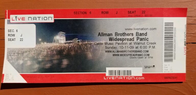 Ticket, October 11, 2009, Time Warner Cable Music Pavilion at Walnut Creek