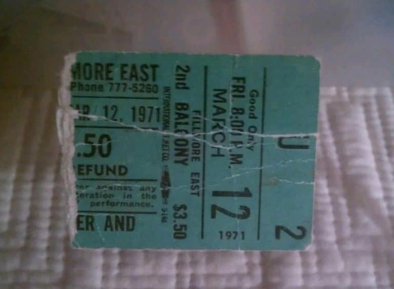 Pass or laminate, March 12, 1971, Fillmore East
