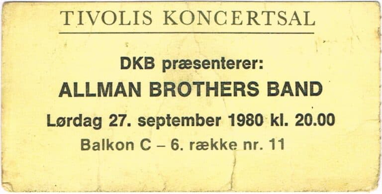 Ticket, September 27, 1980, Tivolis Koncertsal