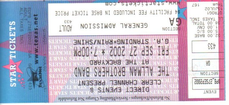 Ticket, September 27, 2002, The Backyard