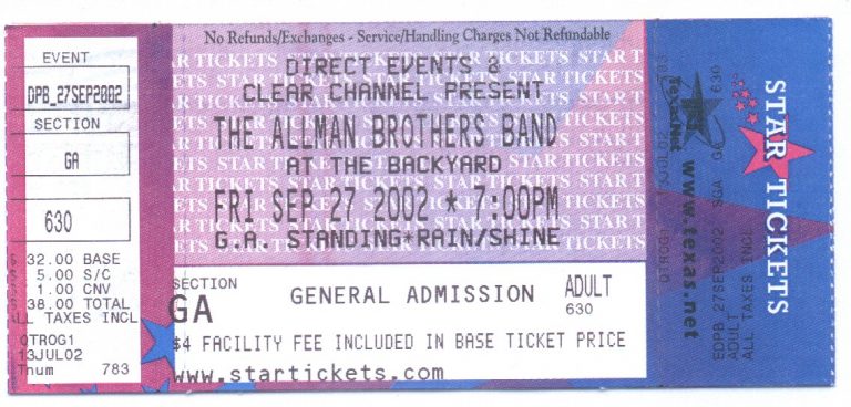 Ticket, September 27, 2002, The Backyard