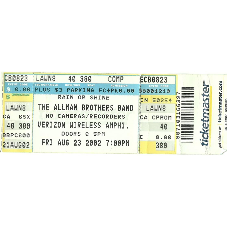 Ticket, August 23, 2002, Verizon Wireless Amphi