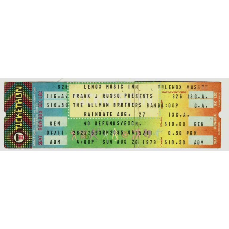 Ticket, August 26, 1979, Music Inn