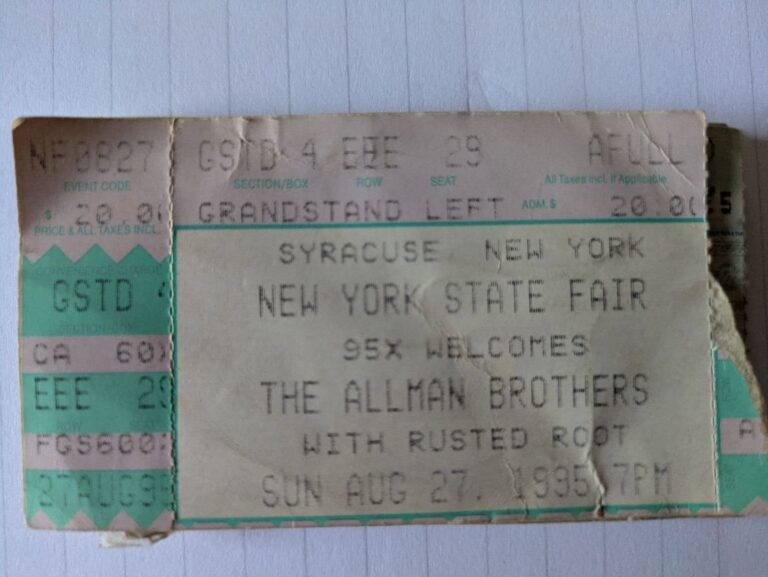 Ticket, August 27, 1995, NYS Fairgrounds