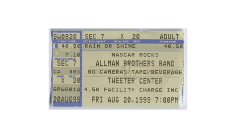 Ticket, August 20, 1999, Tweeter Center