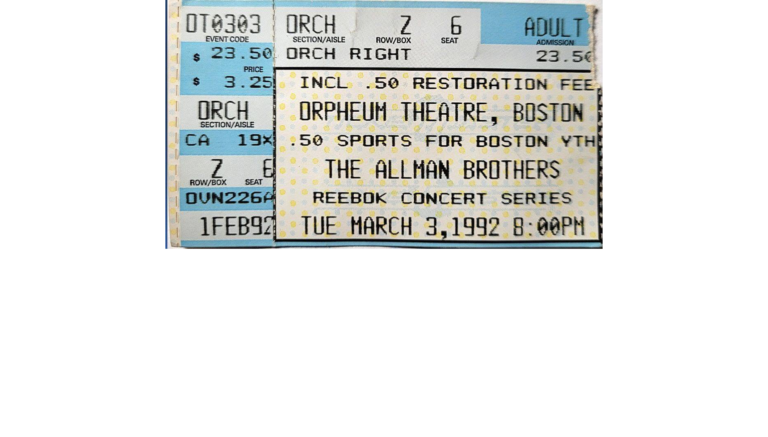 Ticket, March 3, 1992, Orpheum Theatre