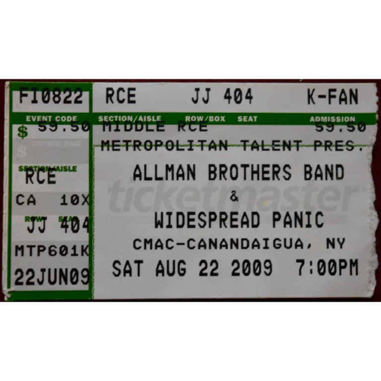Ticket, August 22, 2009, Constellation Brands Marvin Sands Performing Arts Center