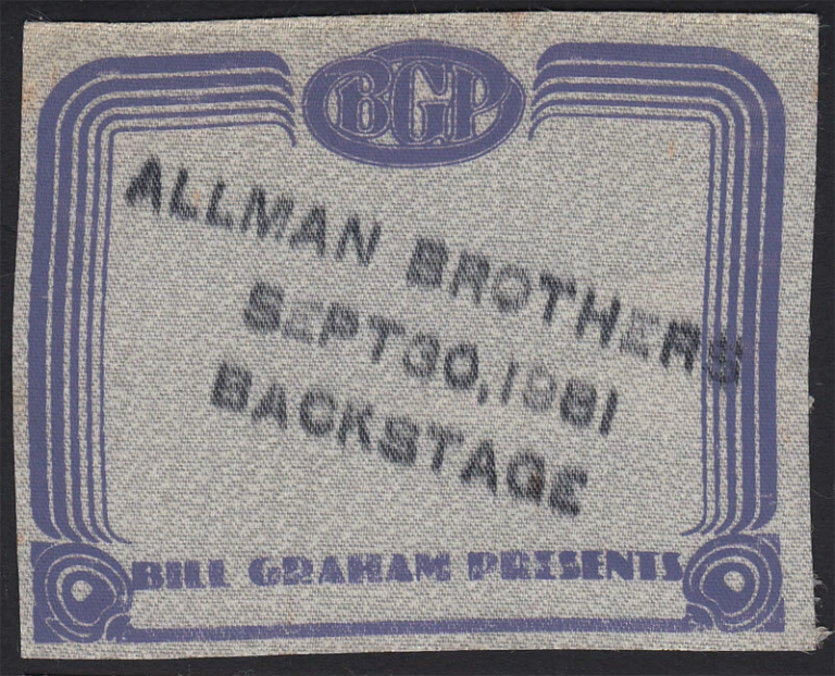 Pass or laminate, September 30, 1981, Warfield Theatre