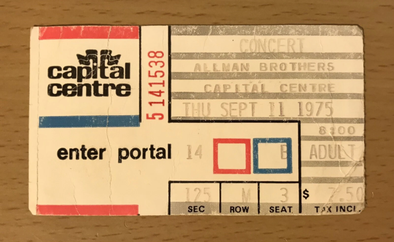 Ticket, September 11, 1975, Capital Center