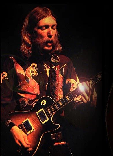 Duane Allman playing his sunburst Les Paul on stage