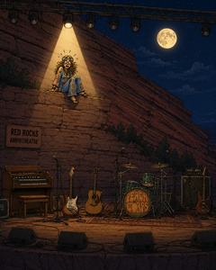 HippieChickOnLedgeAtRedRocks